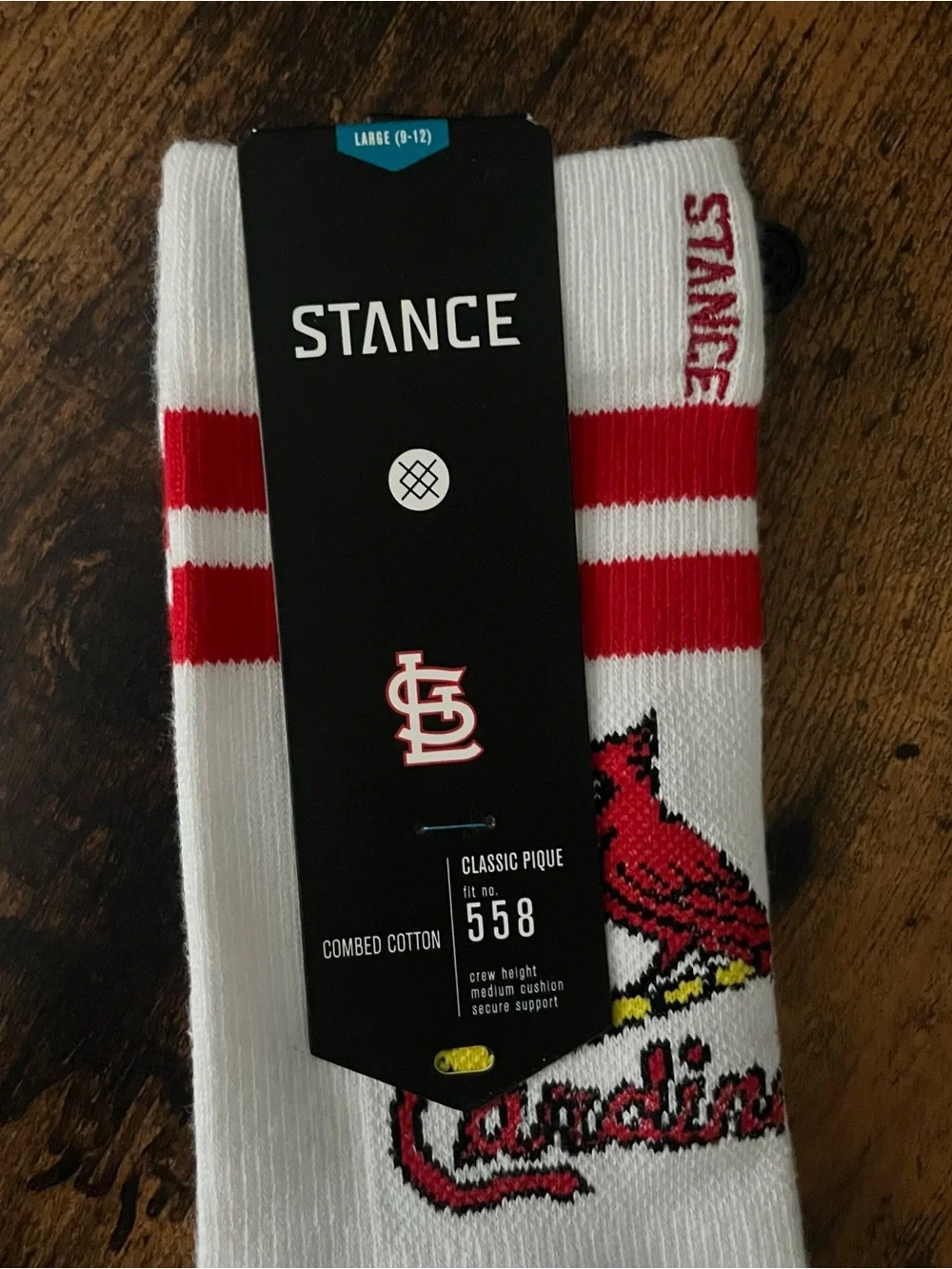 Stance White and Red Crew Socks with Cardinals Logo
